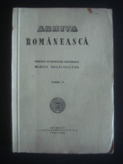 REVISTA ARHIVA ROMANEASCA TOMUL X {1945-1946} foto