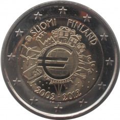 FINLANDA 2 euro comemorativa 2012 TYE-10 ani euro, UNC foto