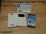 Husa Piele Ecologica Tip Carte Pentru Smart 4 Max Alb, Cu clapeta, Vodafone