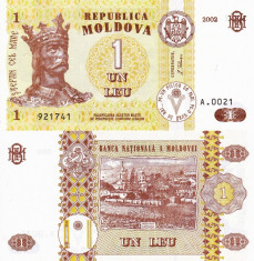 MOLDOVA 1 leu 2002 UNC!!! foto