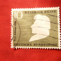 Serie Personalitati - Henrich Heine - 100 Ani , 1956 ,1 val. stampilata