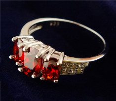 Inel dama ARGINT 925 zircon rosu RedLove Diamond CZ MODEL NOU! similar Swarovski foto