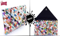 Geanta ECO / Plic multicolor din hartie / reviste (31 x 21 cm) foto