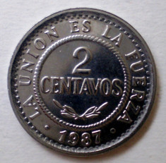 B.997 BOLIVIA 2 CENTAVOS 1987 XF/AUNC foto