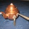 2640-Ibric mic vechi colectie sau folosire din inox cuprat si picioruse metalice.