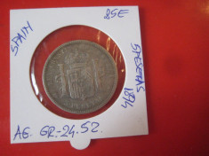 MONEDE SPANIA - 5 PESETAS 1894 - ARGINT - ORIGINALA foto