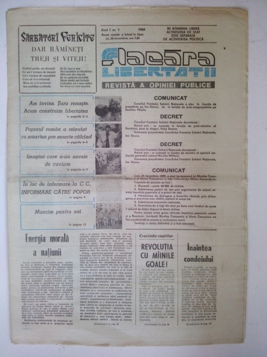 Ziarul FLACARA - joi 28 decembrie 1989