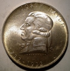 F.508 AUSTRIA HAYDN 2 SCHILLING 1932 XF/AUNC ARGINT 12g