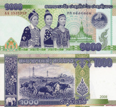 LAOS 1.000 kip 2008 UNC!!! foto