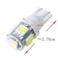 Led T10 24v 5 smd 5050 culoare alb rece xenon W5W pozitie tir camion plafoniera foto