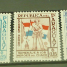 PARAGUAY 1957 – POSTA AERIANA SOLDAT SI STEAG, serie DEPARAIATA MNH, B47