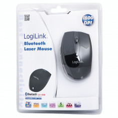 Mouse LogiLink Bluetooth Laser, bluetooth, laser, 1600 dpi, negru foto