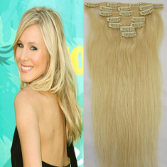 EXTENSII PAR 100% NATURAL CLIP On BLOND / BLOND PLATINAT 50-53CM foto