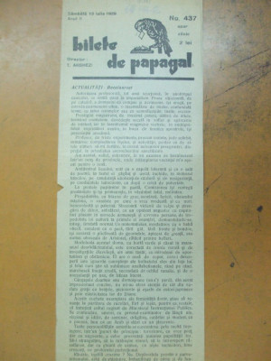 Bilete de papagal nr. 437, director Tudor Arghezi 13 iulie 1929 foto