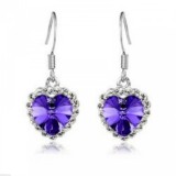 Cercei Fashion - MOdel Inima Cu Cristal, Strasuri , Culoare Albastru Deschis