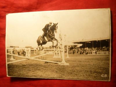 Fotografie- Concurs de Calarie cu obstacole la Sibiu , interbelica -pe suport foto