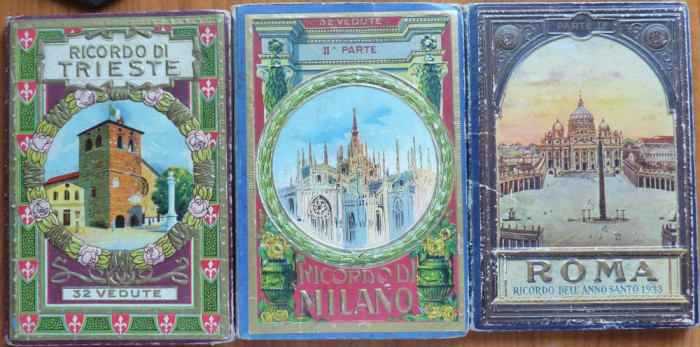 3 mape cu 96 ilustrate interbelice , Milano , Roma , Trieste