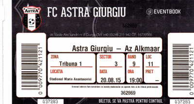 Bilet meci fotbal ASTRA GIURGIU - AZ ALKMAAR 20.08.2015 Europa League foto