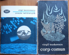 Virgil Teodorescu , Poezie neintrerupta , Corp comun ,2 lucrari + adresa semnata foto