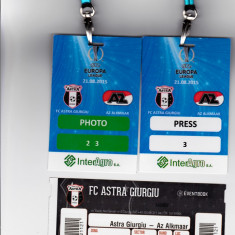 Acreditari (2) + bilet meci fotbal ASTRA GIURGIU - AZ ALKMAAR 20.08.2015