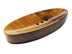 Sapuniera (savoniera) baie ovala lemn de nuc lux foto