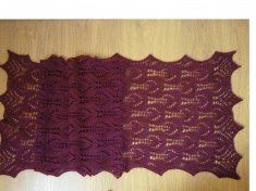 Sal dantelat/ Esarfa tricotata manual, noua, subtire, lana 75% foto