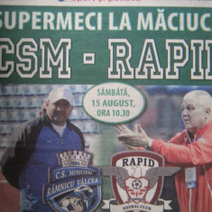 CSM Rm.Valcea - Rapid Bucuresti (15 august 2015), meci amical, promovat 2 ziare