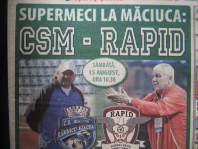 CSM Rm.Valcea - Rapid Bucuresti (15 august 2015), meci amical, promovat 2 ziare foto