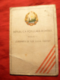 Legitimatie pt.Medalia Eliberarea de sub jugul fascist 1954