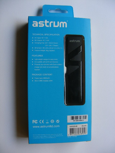 Astrum Power Bank 2600 mAh PB260 Negru