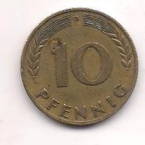 No(5) moneda-GERMANNIA DDR- 10 Pfennig 1950 foto