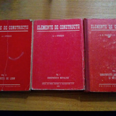 ELEMENTE DE CONSTRUCTII * 3 vol. (vezi in descriere) - A. I. Otresco - 1950