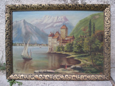 Castel pe Dunare , tablou pictat in ulei pe panza de Molnar , pictor maghiar foto