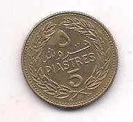 No(5) moneda-LIBAN-5 Piastres 1972 foto