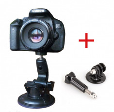 Suport auto cu ventuza compatibil action camera, DSLR, filet universal, parbriz foto