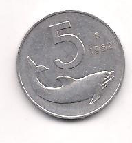 No(5) moneda- ITALIA 5 LIRE 1952 foto