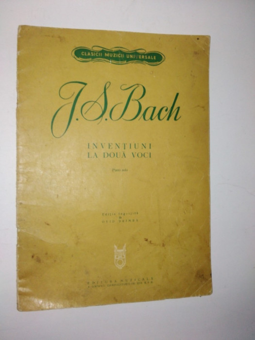 Partitura veche - J. S. Bach Inventiuni la 2 voci - Piano-solo - 1965
