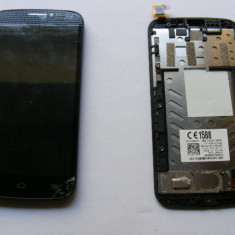 Display LCD +Rama (Touch Fisurat) Alcatel OT Pop C7 Negru Swap