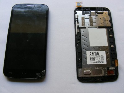 Display LCD +Rama (Touch Fisurat) Alcatel OT Pop C7 Negru Swap foto