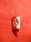 Insigna cu buton -Medicina -Protectia Inimii- Vendee , h= 2,6 cm metal si email