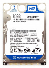 Hard Laptop IDE 80Gb Western Digital Scorpio 5400 RPM 8MB foto