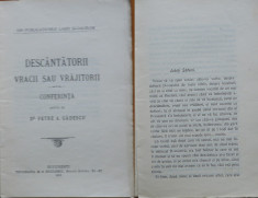 Dr. Petre Gadescu , Descantatorii , vracii sau vrajitorii , 1912 , editia 1 foto
