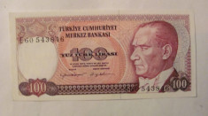 CY - 100 lira lire 1984 (1970) Turcia / Ataturk UNC foto