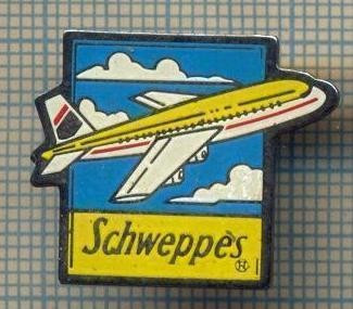 1009 NEW INSIGNA - AVION -RECLAMA LA BAUTURI SCHWEPPES -starea care se vede