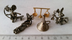 set 5 Miniaturi colectie, din metal: soricel soricei, iepuras, palnie, balanta foto