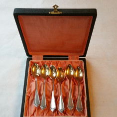 Set lingurite argint cu cupa aurita - sfarsit secol XIX foto