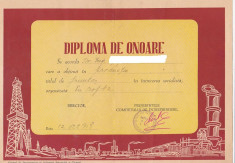 bnk div Diploma Rafinaria Vega Ploiesti 1958 foto