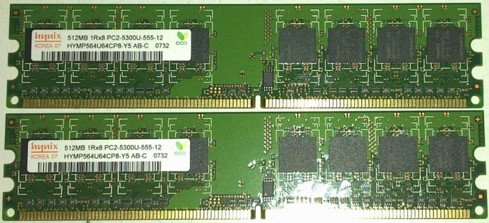 KIT MEMORII Hynix 512MB PC2-5300 DDR2-667MHz KIT MEMORII Hynix 512MB PC2-5300 DDR2-667MHz