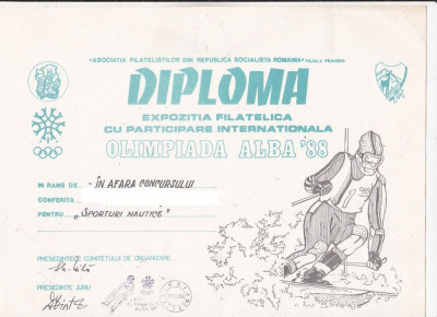 bnk fil Diploma Expofil Olimpiada Alba `88 Sinaia foto