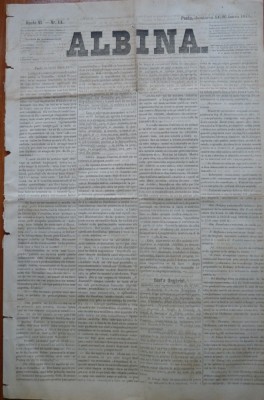 Ziarul Albina , nr. 14 , 1871 , Budapesta , in limba romana , Director V. Babes foto